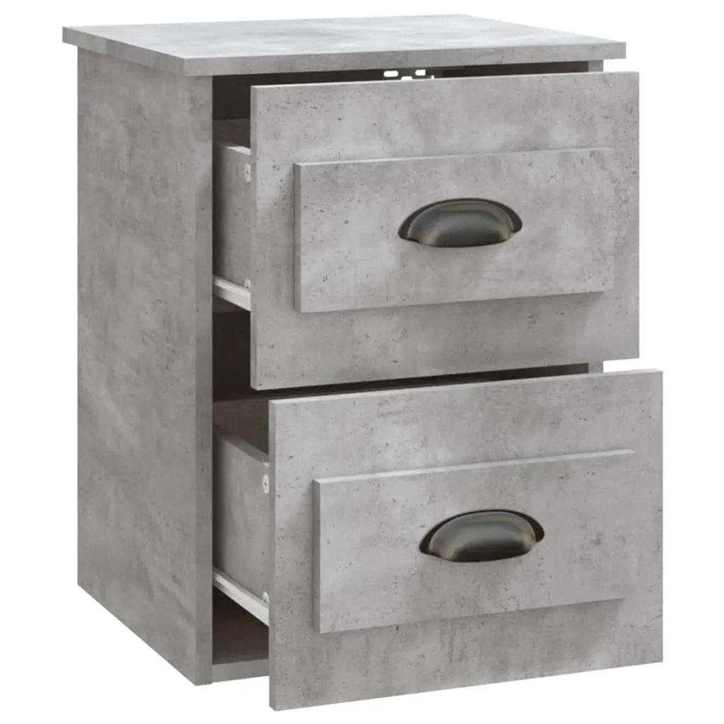 Wall Mounted Bedside Cabinet 2 Drawers Floating Bedroom Storage Grey