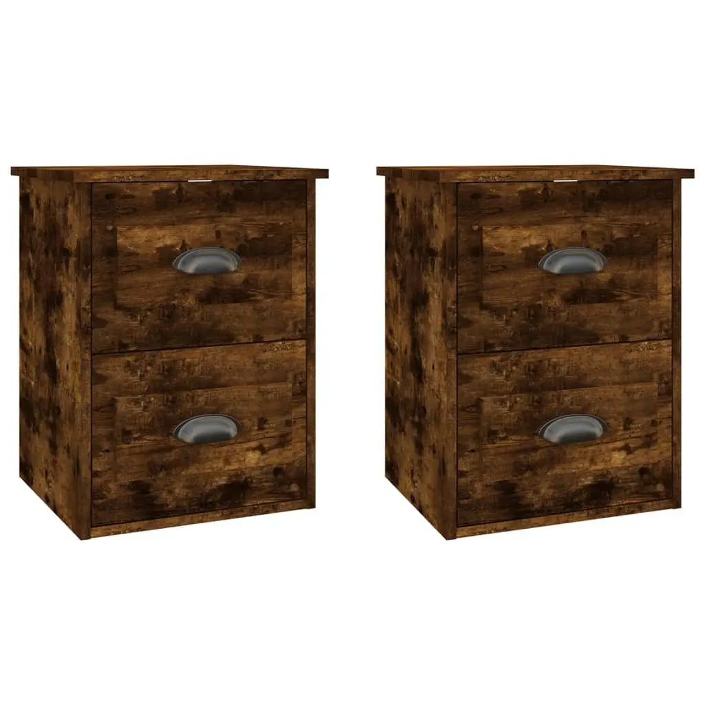 Wall-mounted Bedside Cabinets 2 pcs Brown Floating Storage Drawers 41.5x36x53cm