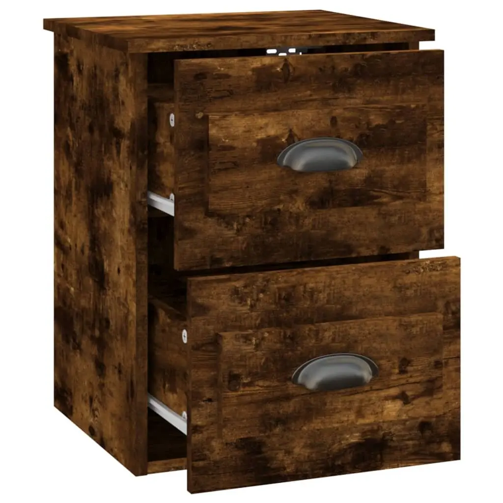 Wall-mounted Bedside Cabinets 2 pcs Brown Floating Storage Drawers 41.5x36x53cm