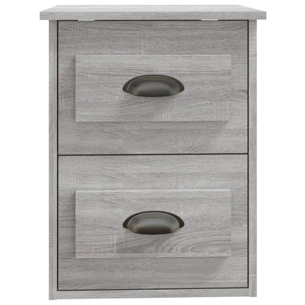 Wall-Mounted Bedside Cabinet Grey Sonoma 2 Drawers Floating Storage Unit