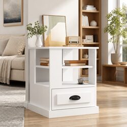 Reliable White Side Table with Ample Storage