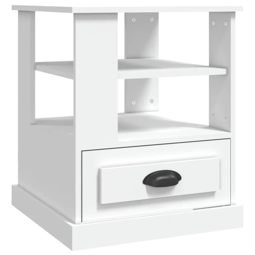 White Side Table with Ample Storage