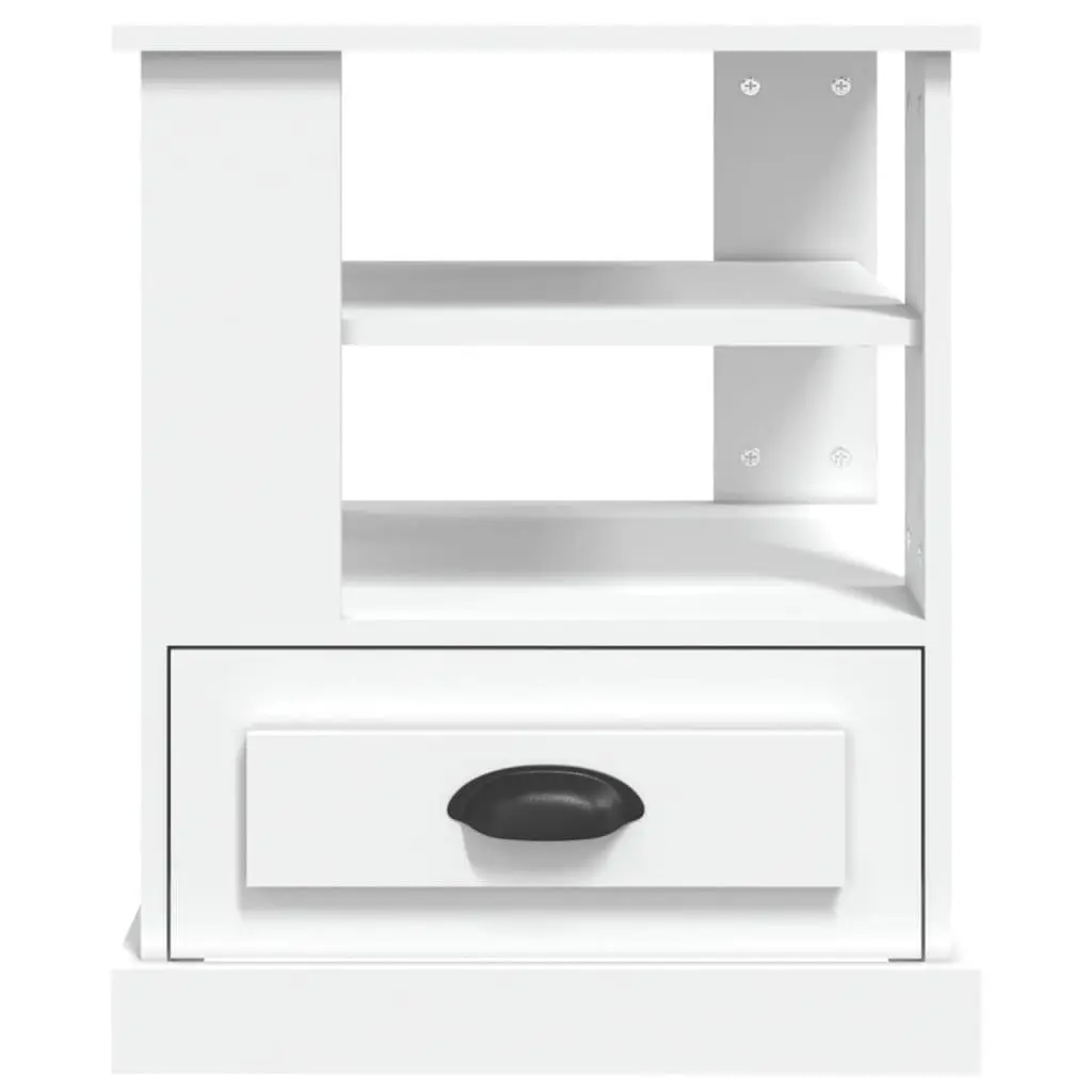 White Side Table with Ample Storage