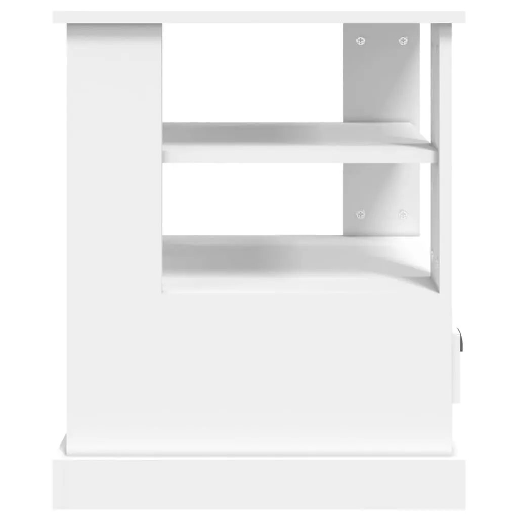 White Side Table with Ample Storage