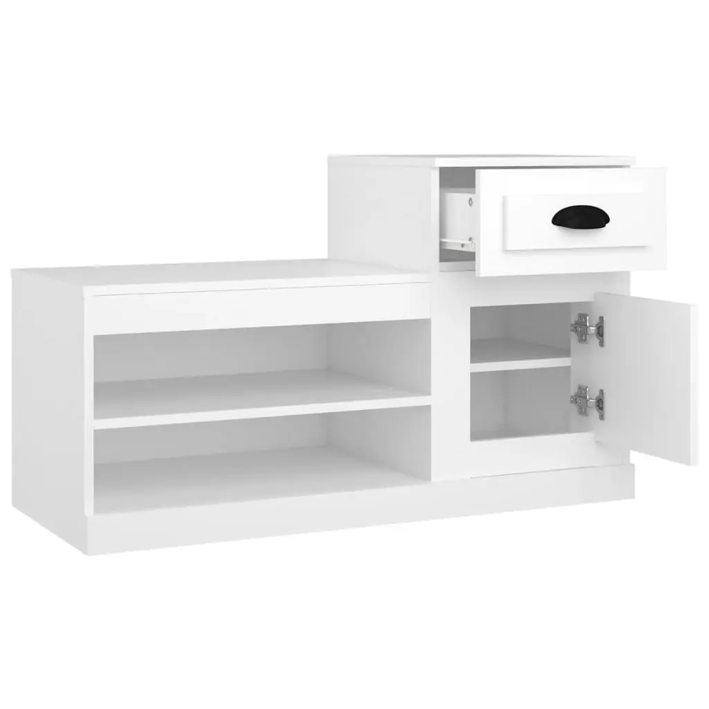 Shoe Cabinet Storage Organiser 100x42x60cm White Engineered Wood