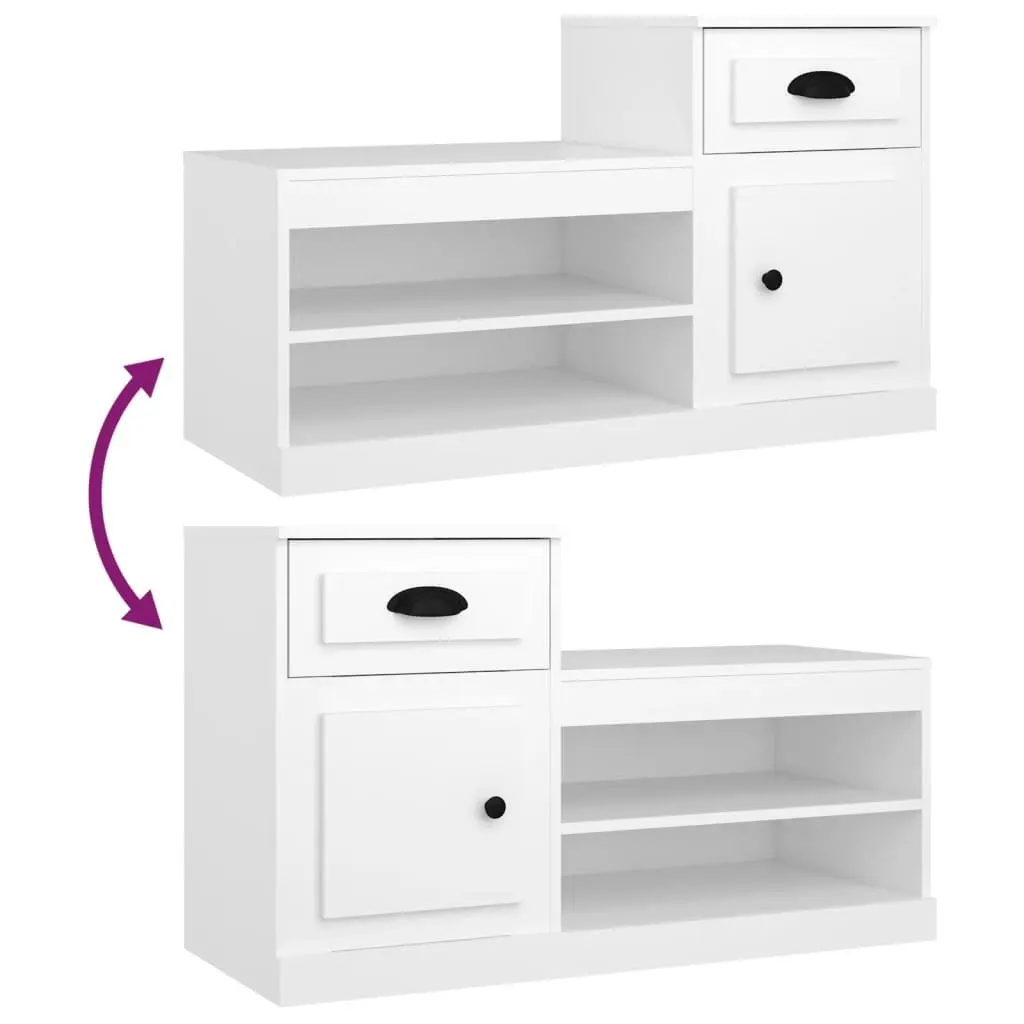 Shoe Cabinet Storage Organiser 100x42x60cm White Engineered Wood
