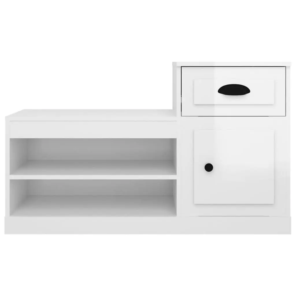 Shoe Cabinet Storage Organiser 100x42x60cm White Engineered Wood High Gloss