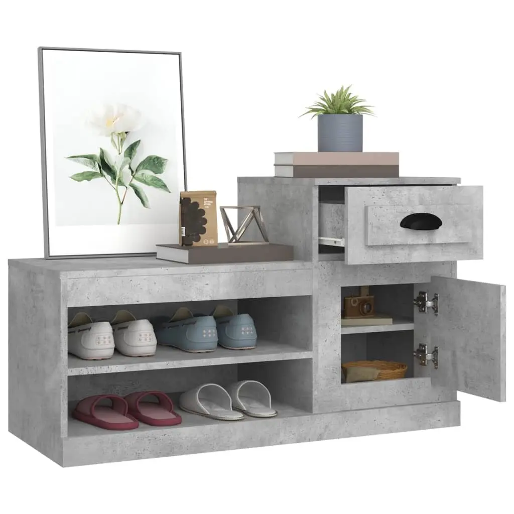 Shoe Cabinet Grey Storage Organiser Engineered Wood Cupboard Rack 100x42x60cm