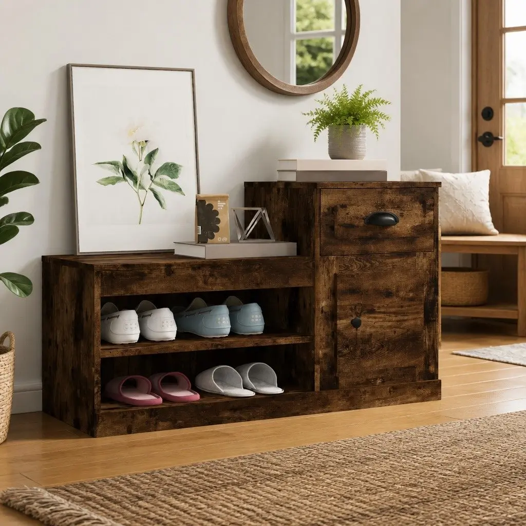 Shoe Cabinet Storage Organiser 100x42x60 cm Brown Engineered Wood