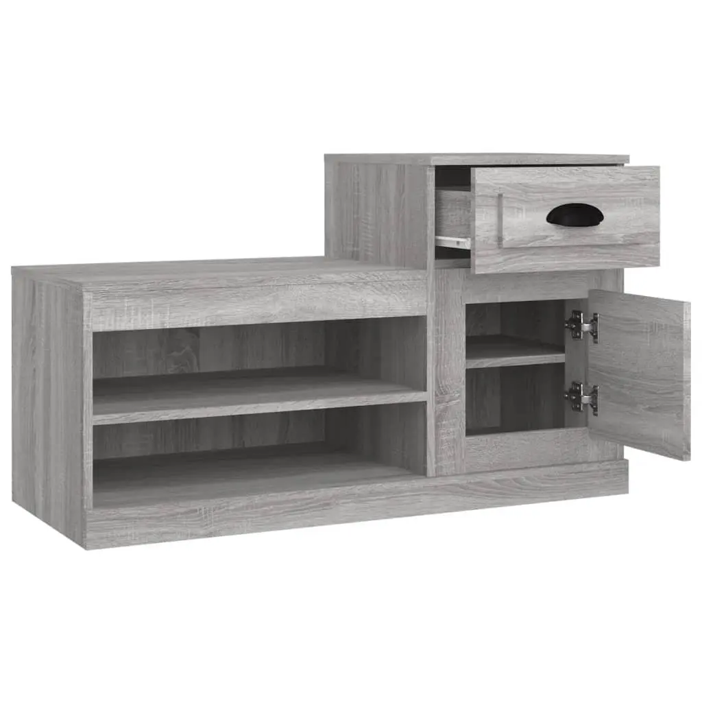 Shoe Cabinet Grey Engineered Wood Storage Organiser 100x42x60cm
