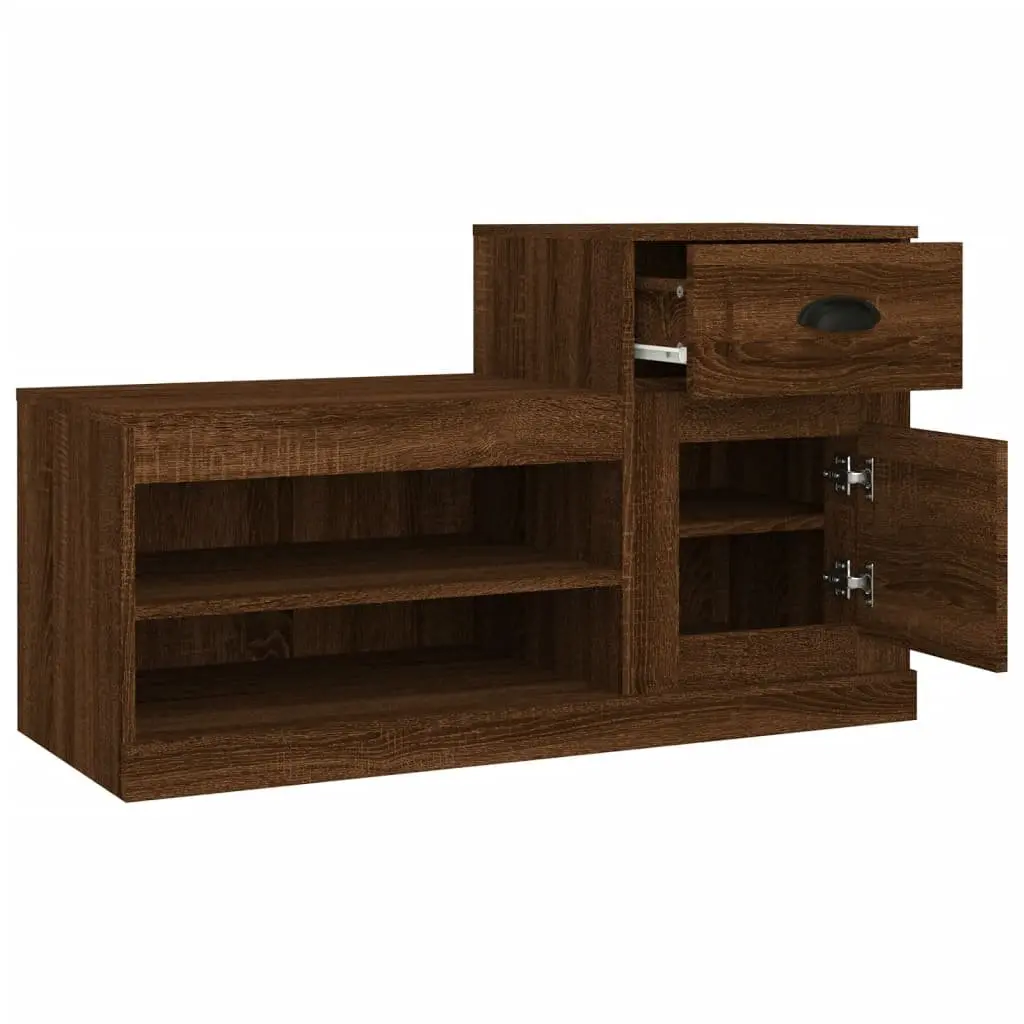 Shoe Cabinet Storage Organiser 100x42x60cm Brown Oak Engineered Wood