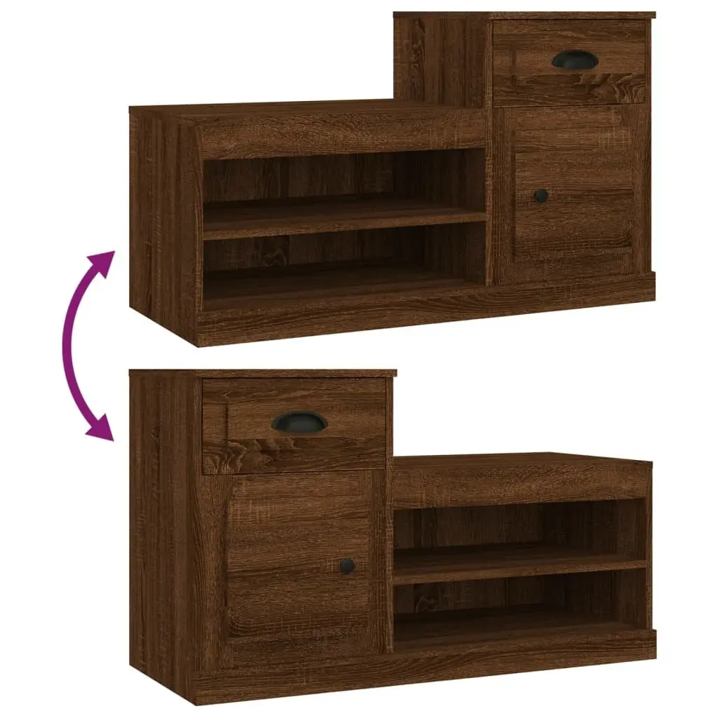 Shoe Cabinet Storage Organiser 100x42x60cm Brown Oak Engineered Wood