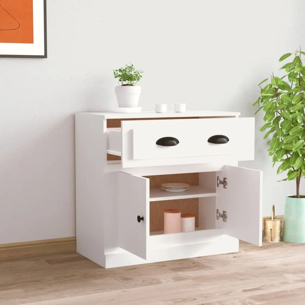 Sideboard Storage Cabinet 70x35.5x67.5 cm White Engineered Wood