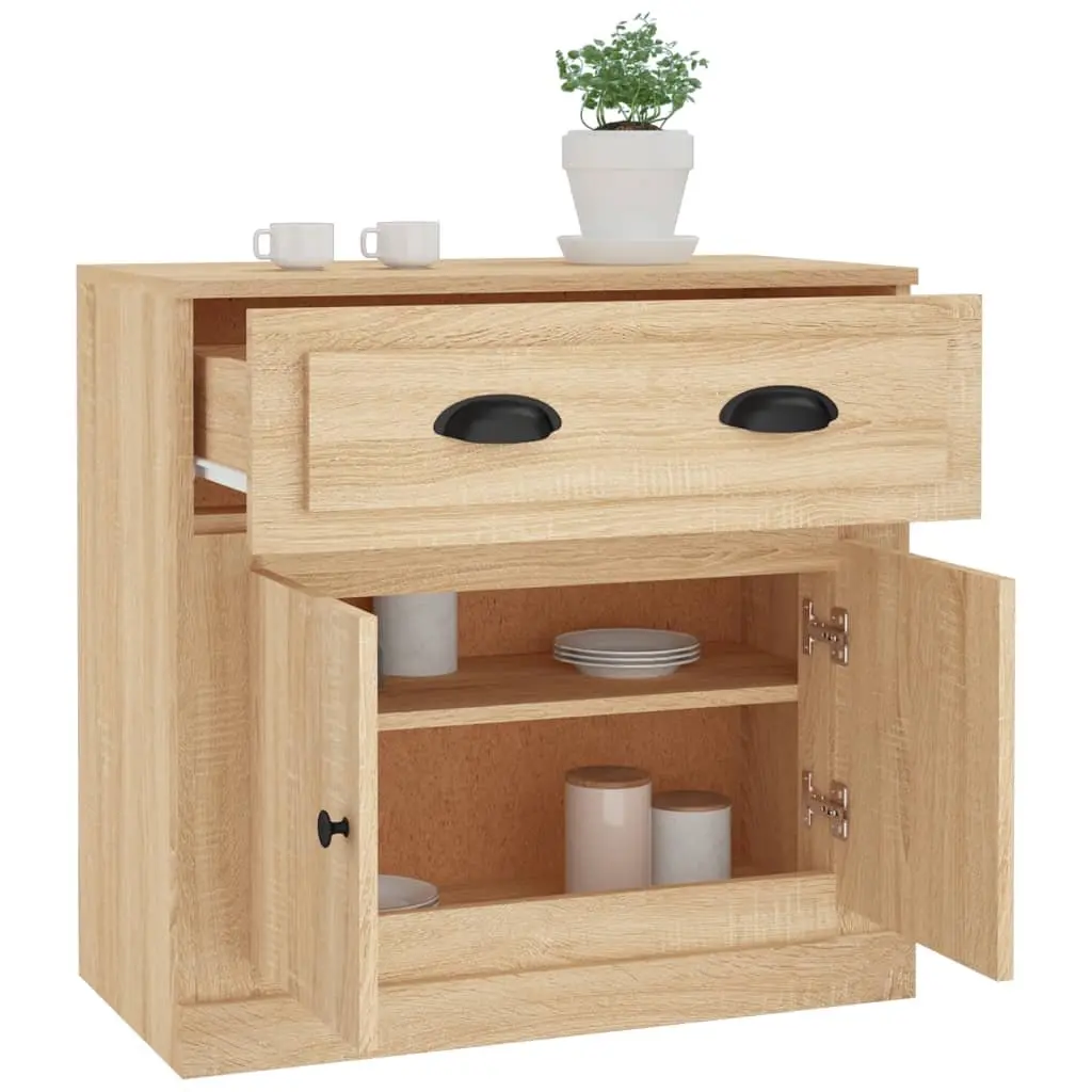 Sideboard Storage Cabinet Brown Engineered Wood Living Room Buffet Cupboard 70cm
