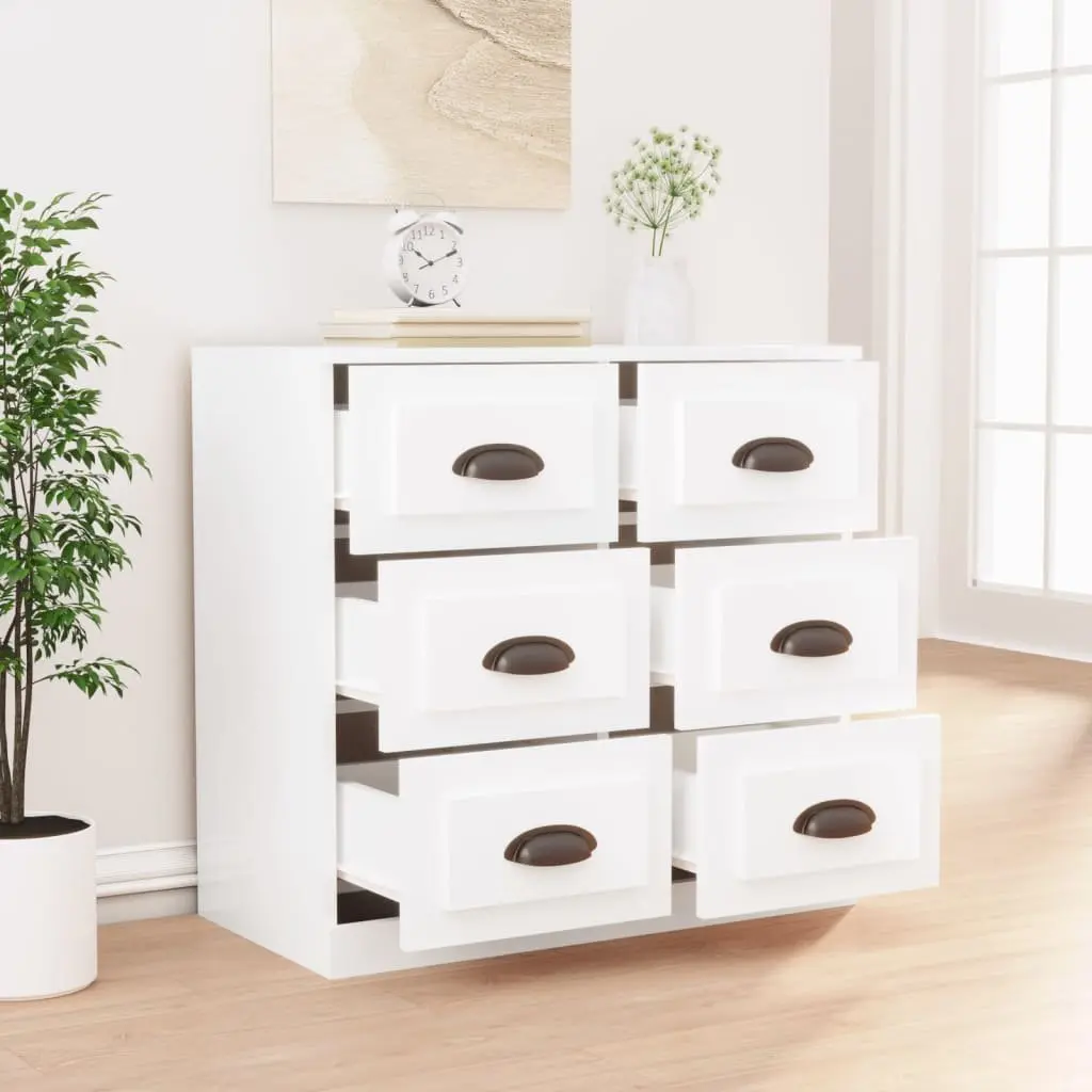 Sideboard Storage Cabinet Engineered Wood Living Room Furniture 70 x 35.5 x 67.5 cm White