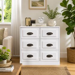 White Sideboard Storage Cabinet Engineered Wood High Gloss Buffet Furniture 70cm