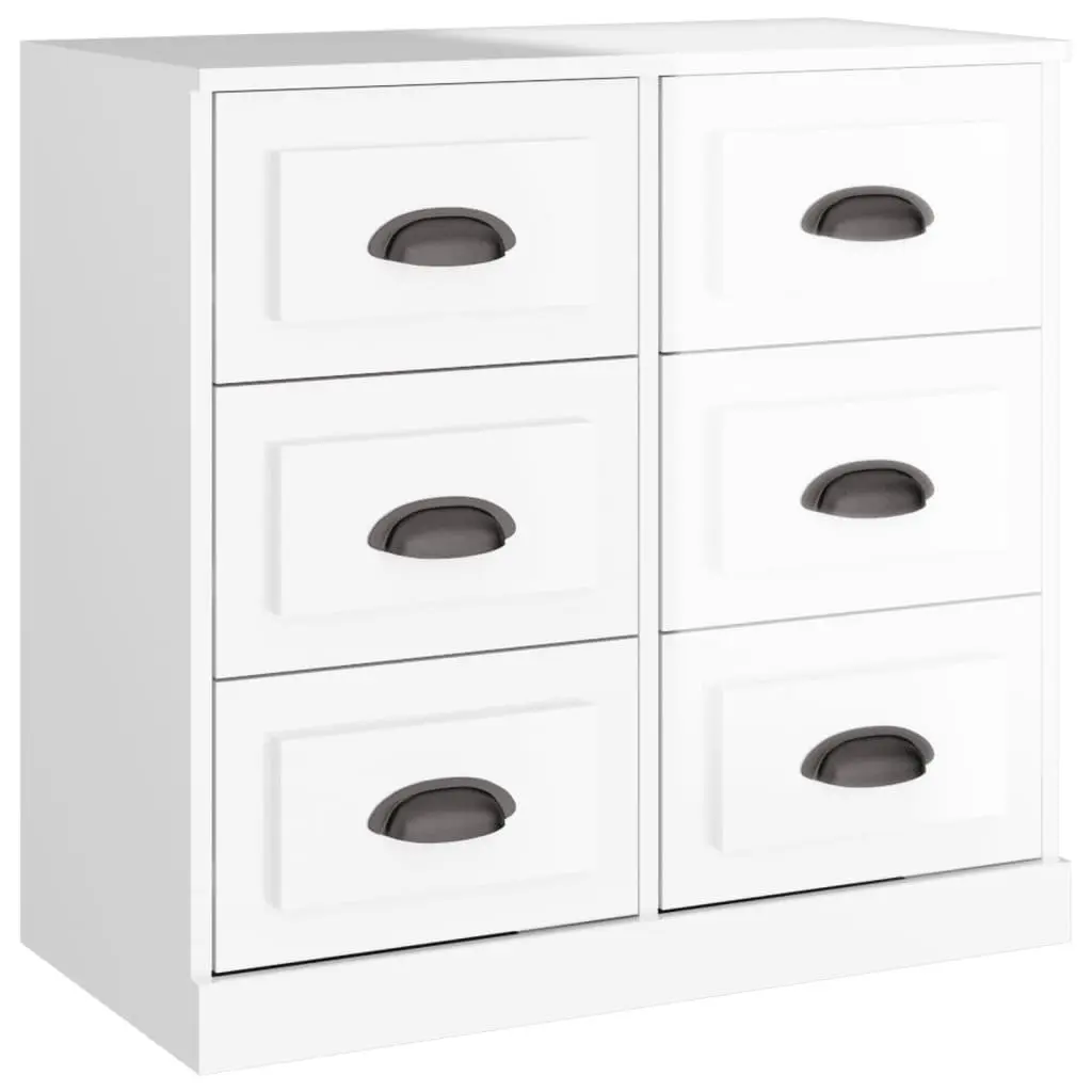 White Sideboard Storage Cabinet Engineered Wood High Gloss Buffet Furniture 70cm