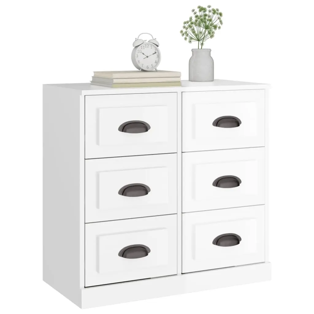 White Sideboard Storage Cabinet Engineered Wood High Gloss Buffet Furniture 70cm