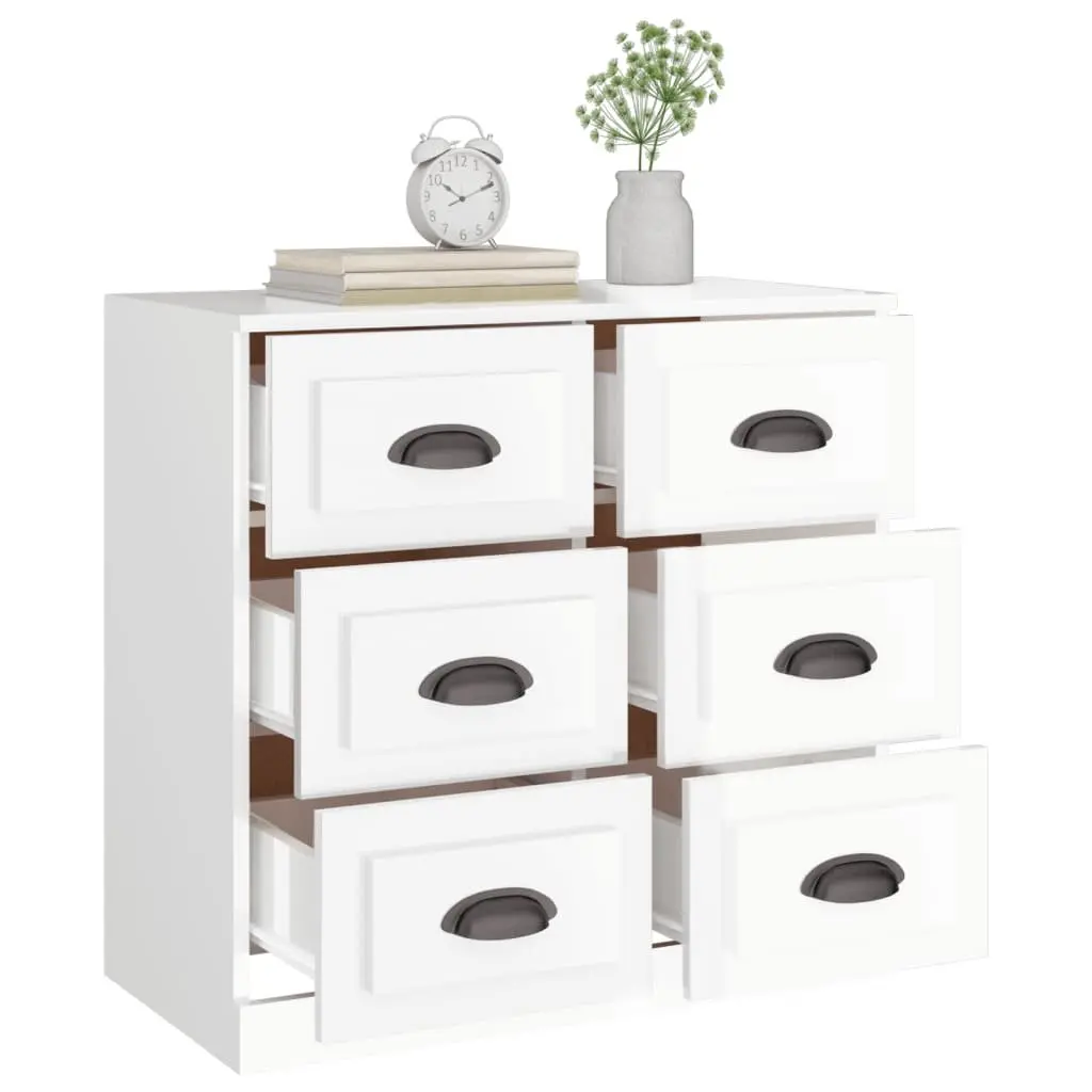 White Sideboard Storage Cabinet Engineered Wood High Gloss Buffet Furniture 70cm