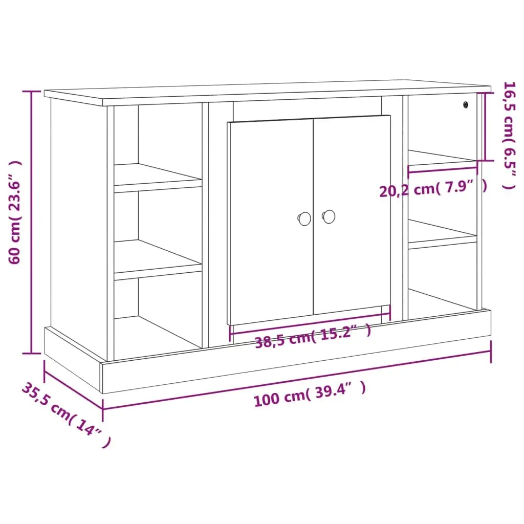 Engineered Wood Sideboard Cabinet White Storage Buffet 100x35.5x60cm