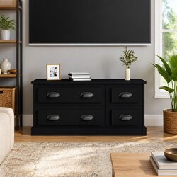Reliable Black TV Cabinet with 4 Drawers