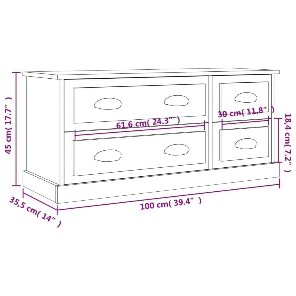 TV Cabinet Media Storage Unit 100x35.5x45 cm Black