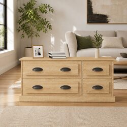Practical Brown TV Cabinet with 4 Spacious Drawers