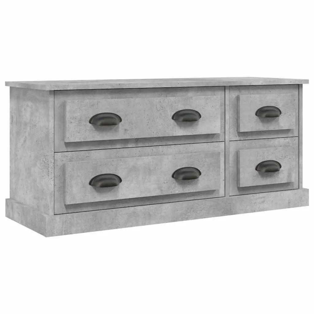 TV Cabinet Grey Engineered Wood Storage Unit 4 Drawers Media Stand Display