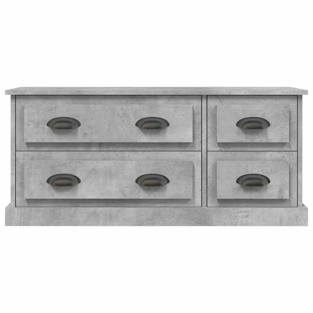 TV Cabinet Grey Engineered Wood Storage Unit 4 Drawers Media Stand Display