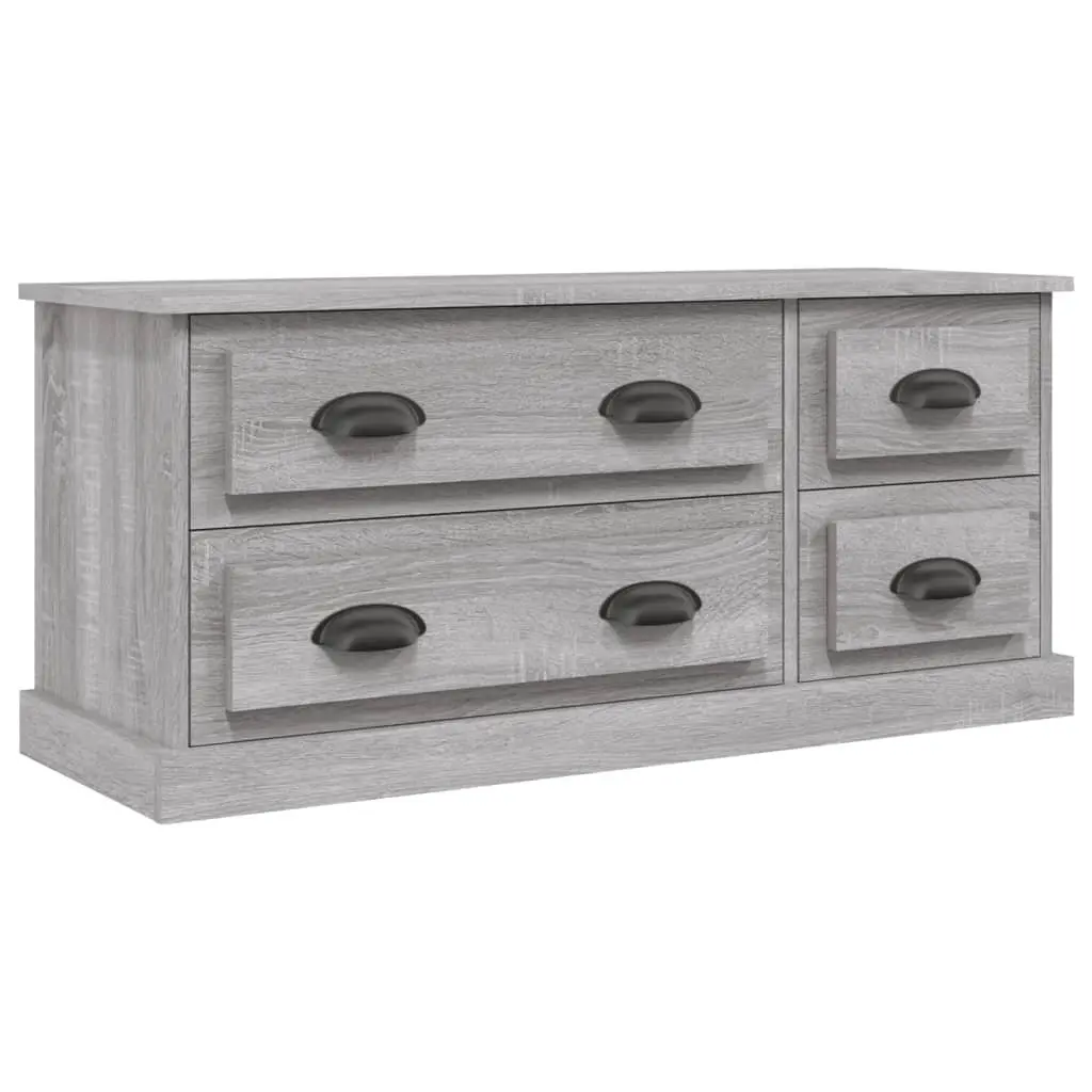 TV Cabinet Media Storage Unit 100x35.5x45cm Grey Engineered Wood 4 Drawers