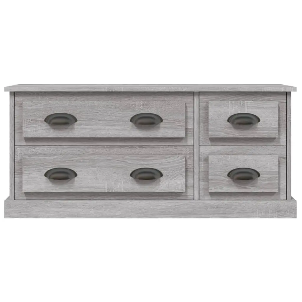 TV Cabinet Media Storage Unit 100x35.5x45cm Grey Engineered Wood 4 Drawers