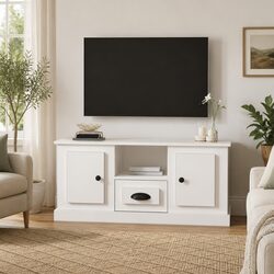Reliable White TV Cabinet Offering Practical Storage Solutions