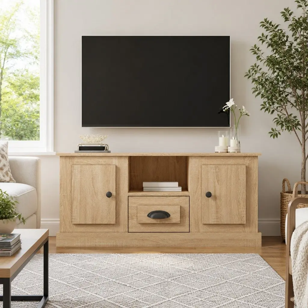 TV Cabinet Storage Unit Engineered Wood 100x35.5x45cm Brown