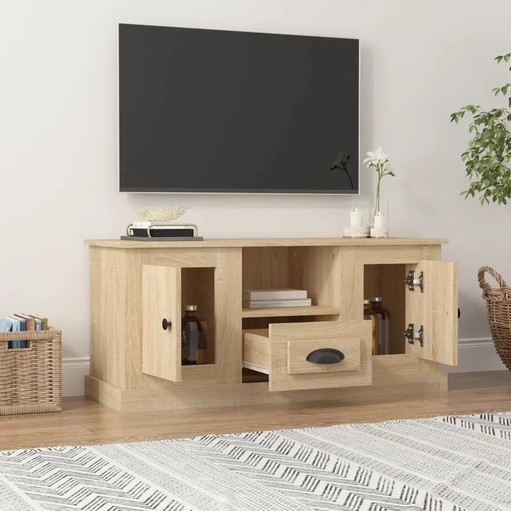 TV Cabinet Storage Unit Engineered Wood 100x35.5x45cm Brown