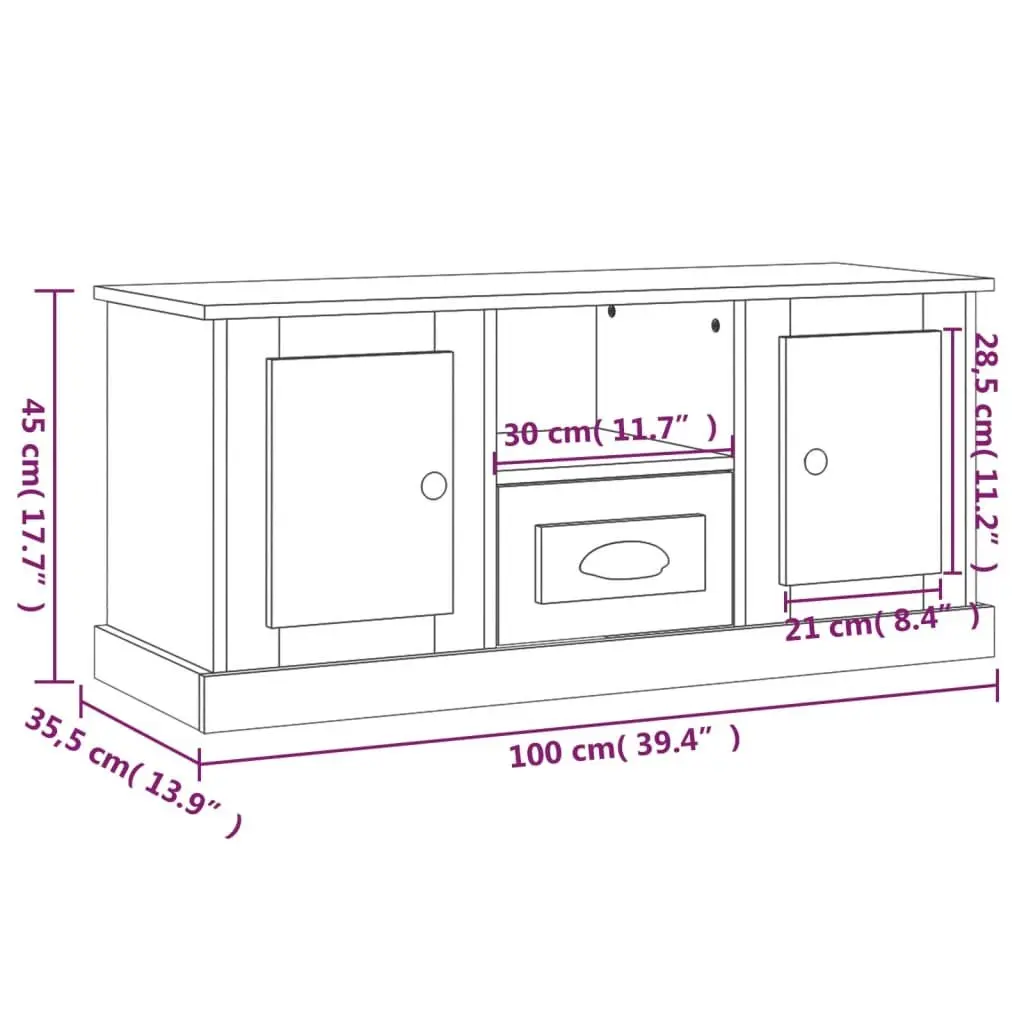 TV Cabinet Storage Unit Engineered Wood 100x35.5x45cm Brown