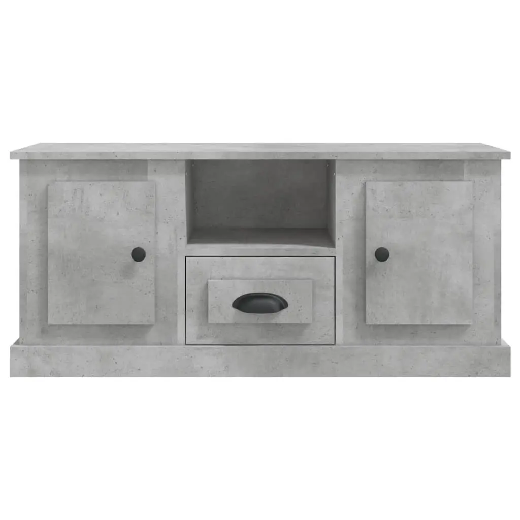 TV Cabinet Grey Engineered Wood Storage Unit with Shelves for Living Room