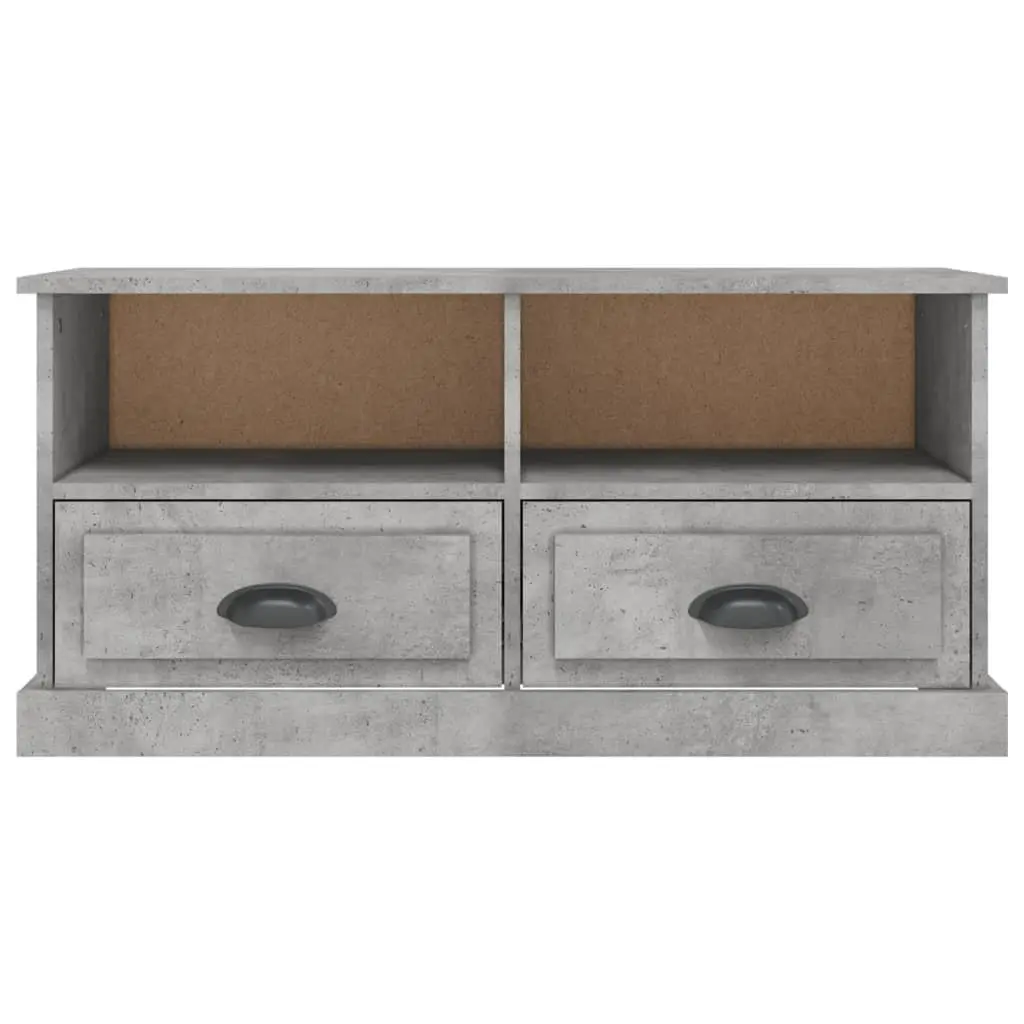 TV Cabinet Grey Engineered Wood Storage Unit with Drawers Open Compartments