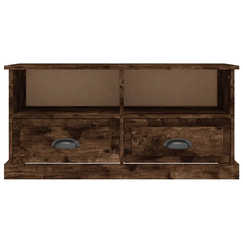TV Cabinet Storage Unit Brown Engineered Wood 2 Drawers 2 Open Compartments