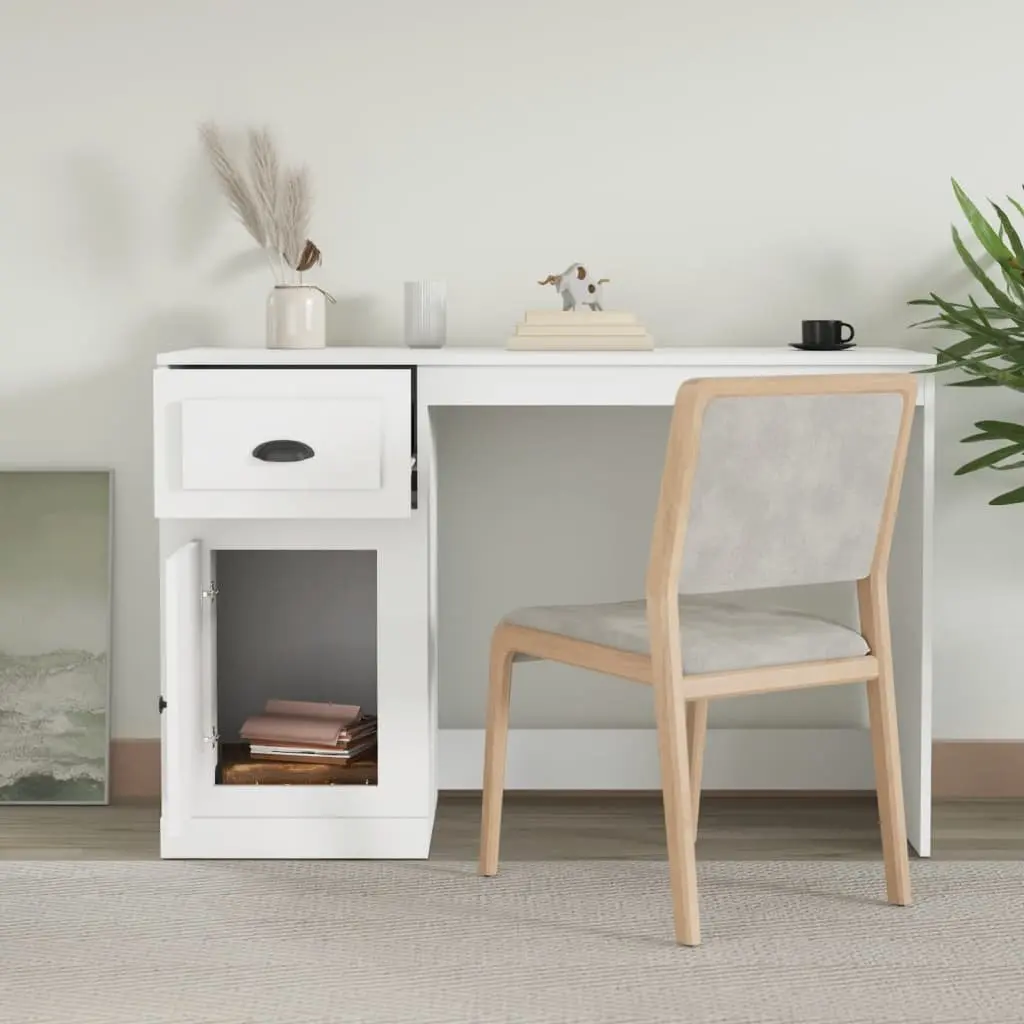 White Desk with Storage for Study 115x50x75cm