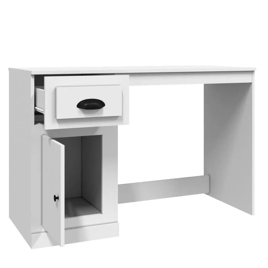 White Desk with Storage for Study 115x50x75cm