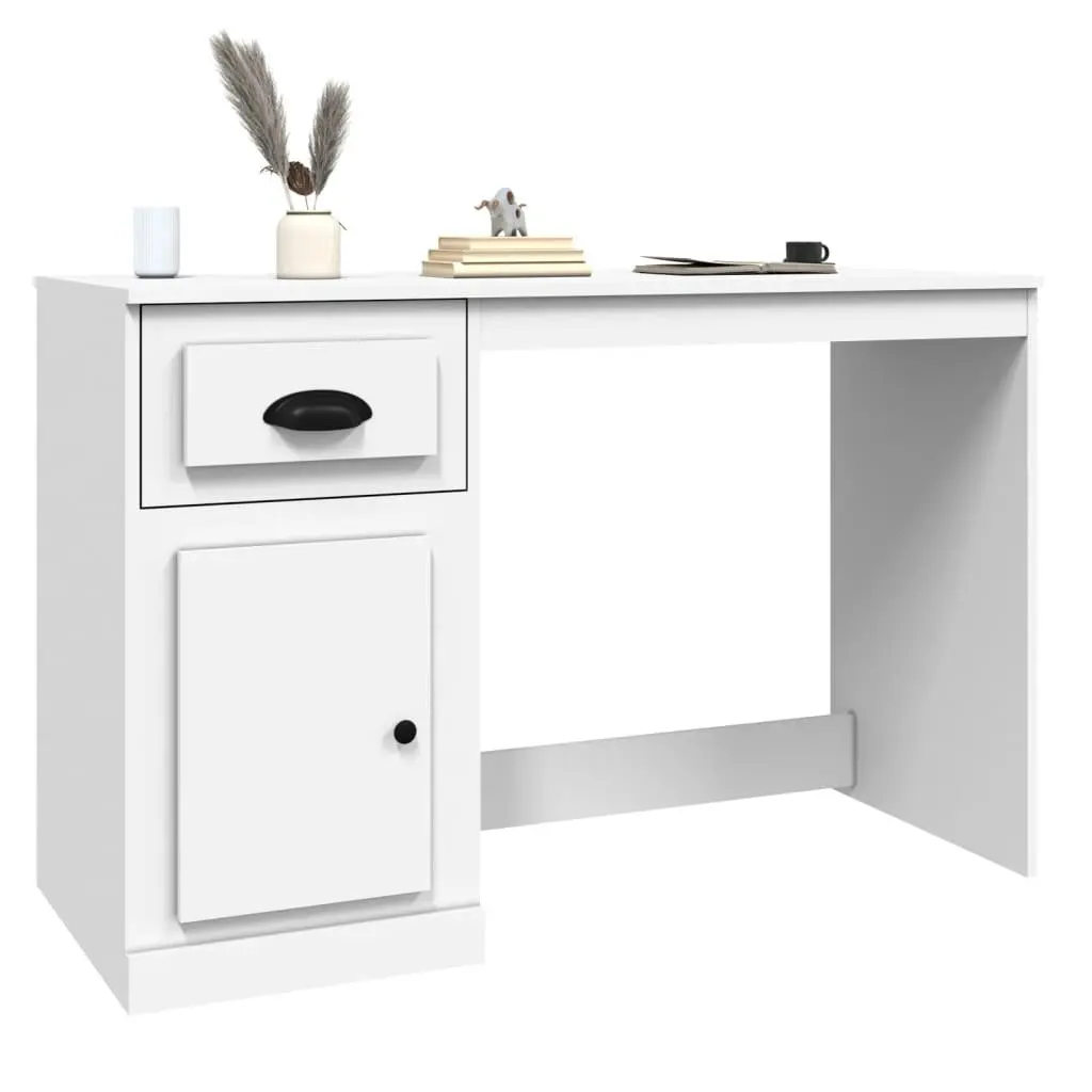 White Desk with Storage for Study 115x50x75cm