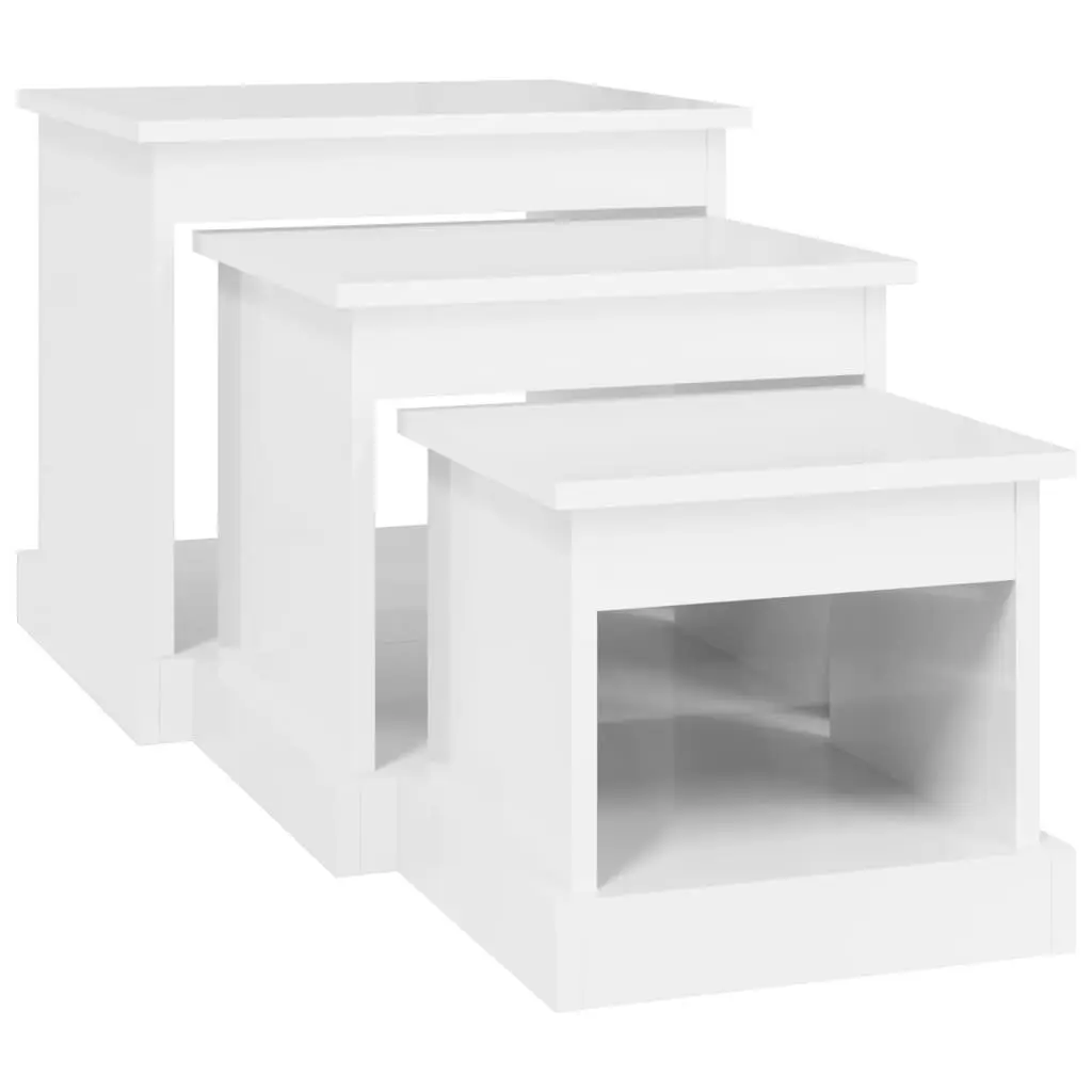 Coffee Table Set with High Gloss White Finish