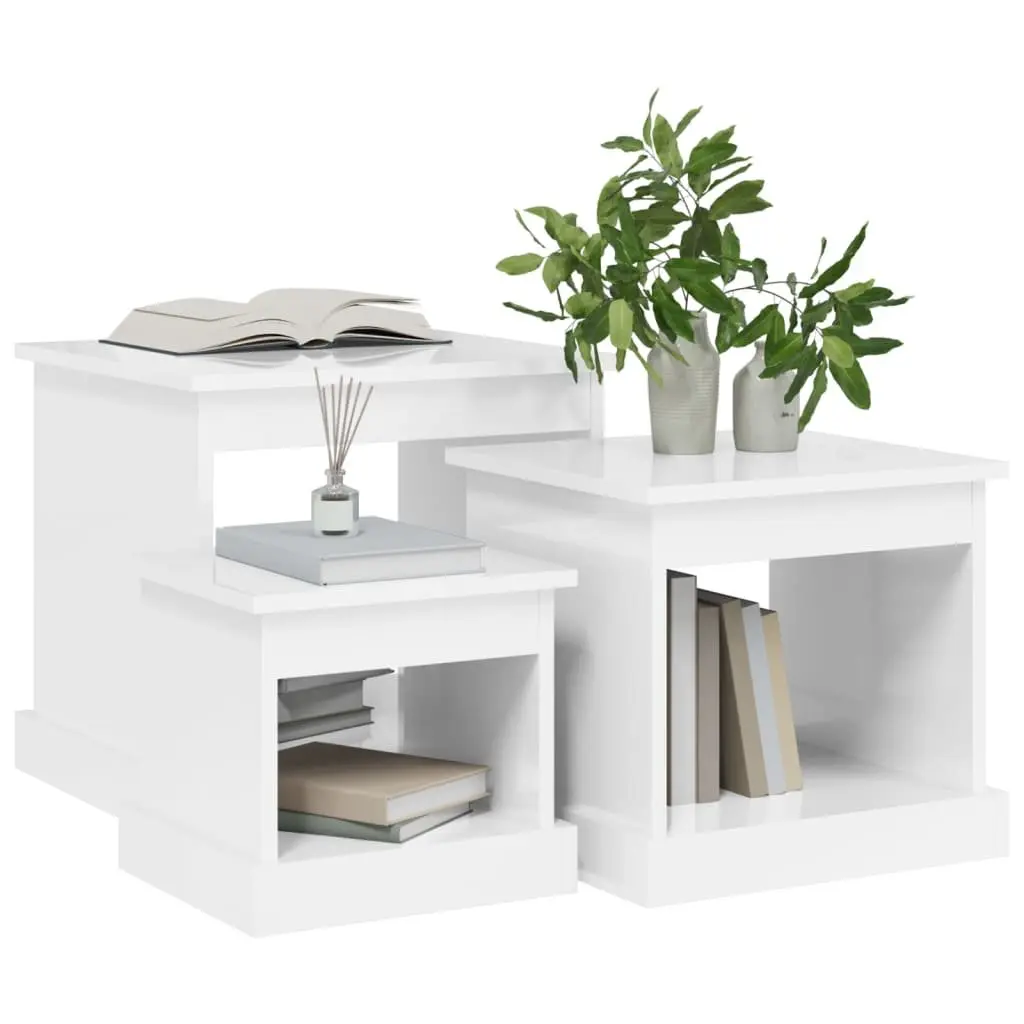 Coffee Table Set with High Gloss White Finish