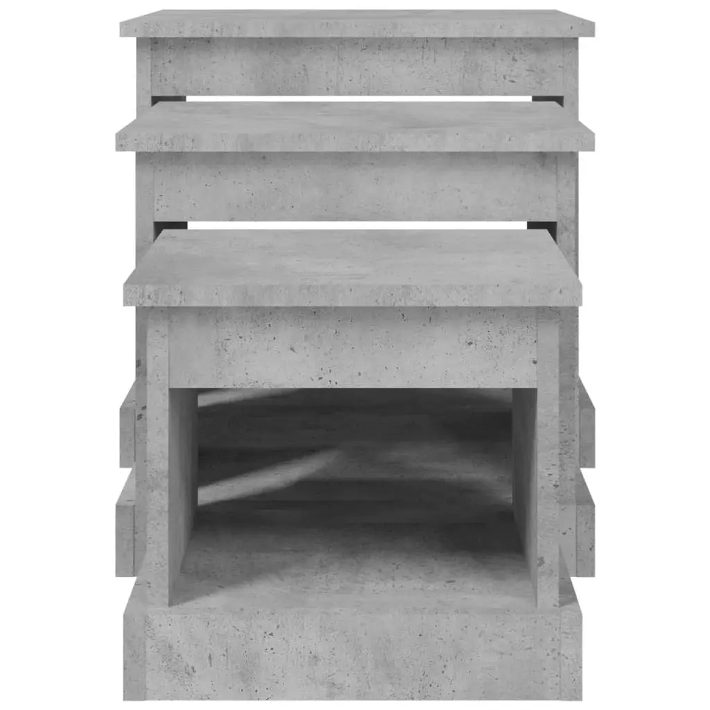 Coffee Table Set 3 Piece Grey Engineered Wood Living Room Accent Nesting Tables