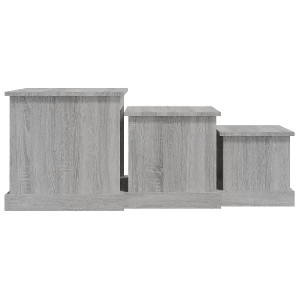 Coffee Table Set 3 Piece Grey Sonoma Engineered Wood Nesting Side Tables