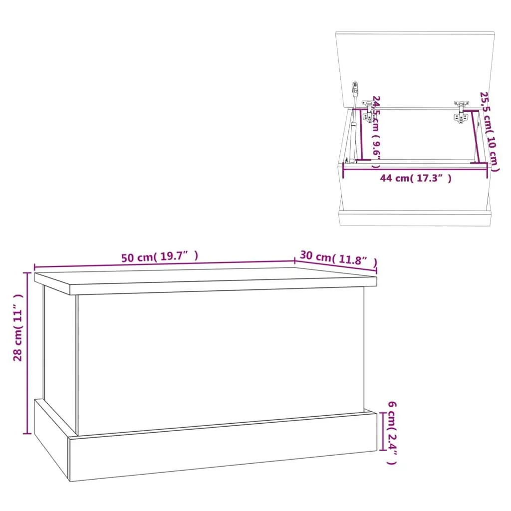 Storage Box Organiser 50x30x28 cm White Engineered Wood Chest Living Room