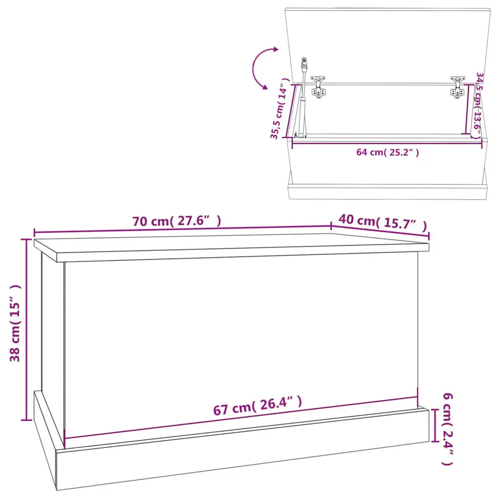 Storage Box Organiser 70x40x38 cm Grey Engineered Wood Chest