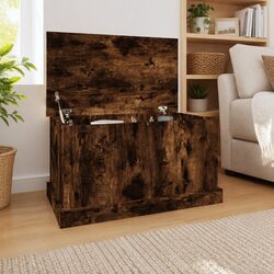 Brown Engineered Wood Storage Chest with Removable Lid