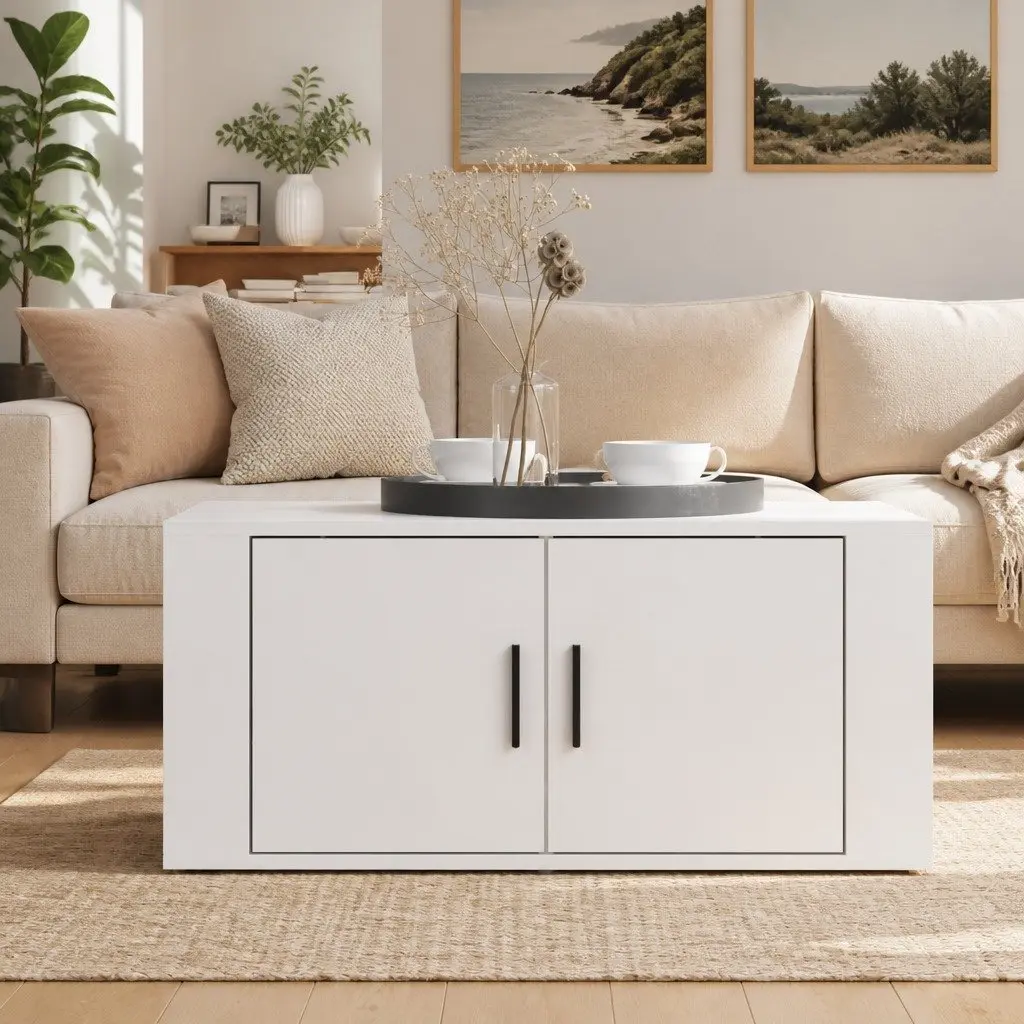 Coffee Table Storage High Gloss White 80 x 50 x 36 cm