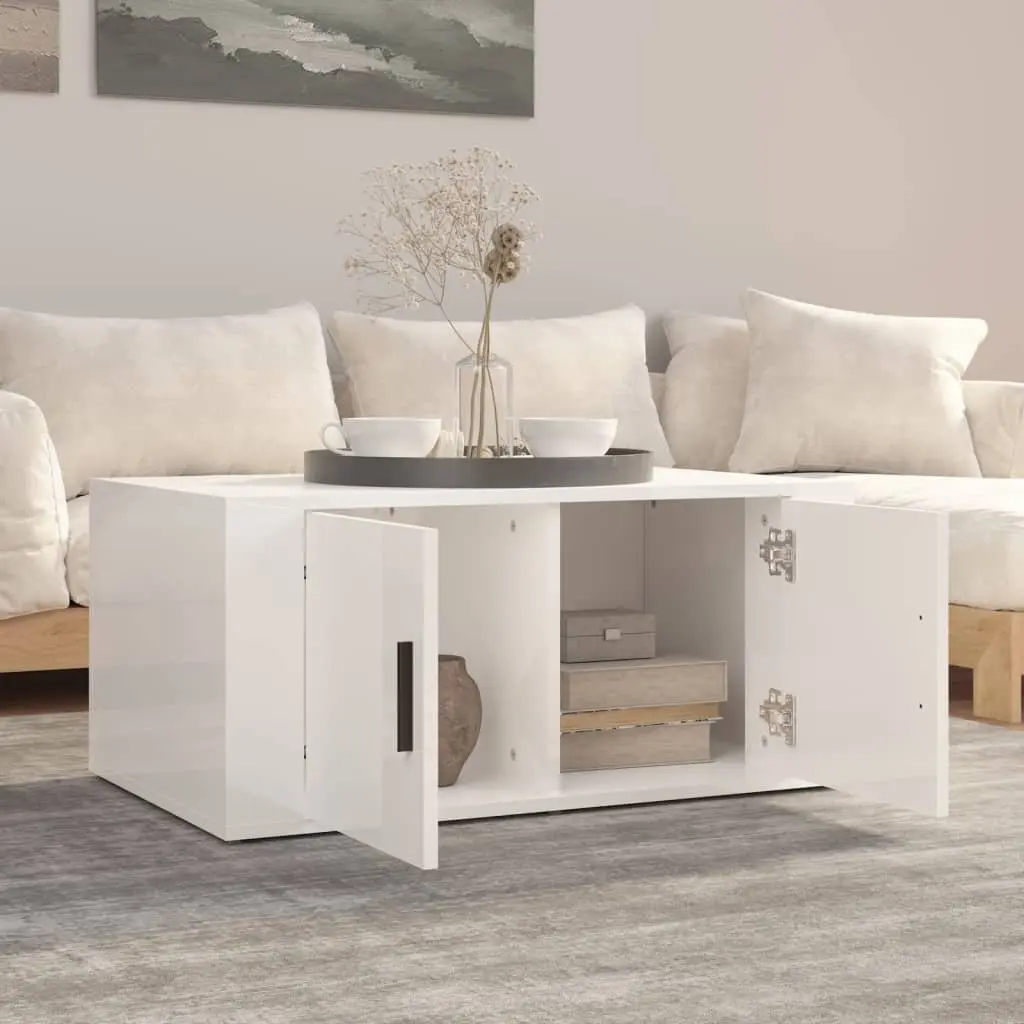 Coffee Table Storage High Gloss White 80 x 50 x 36 cm